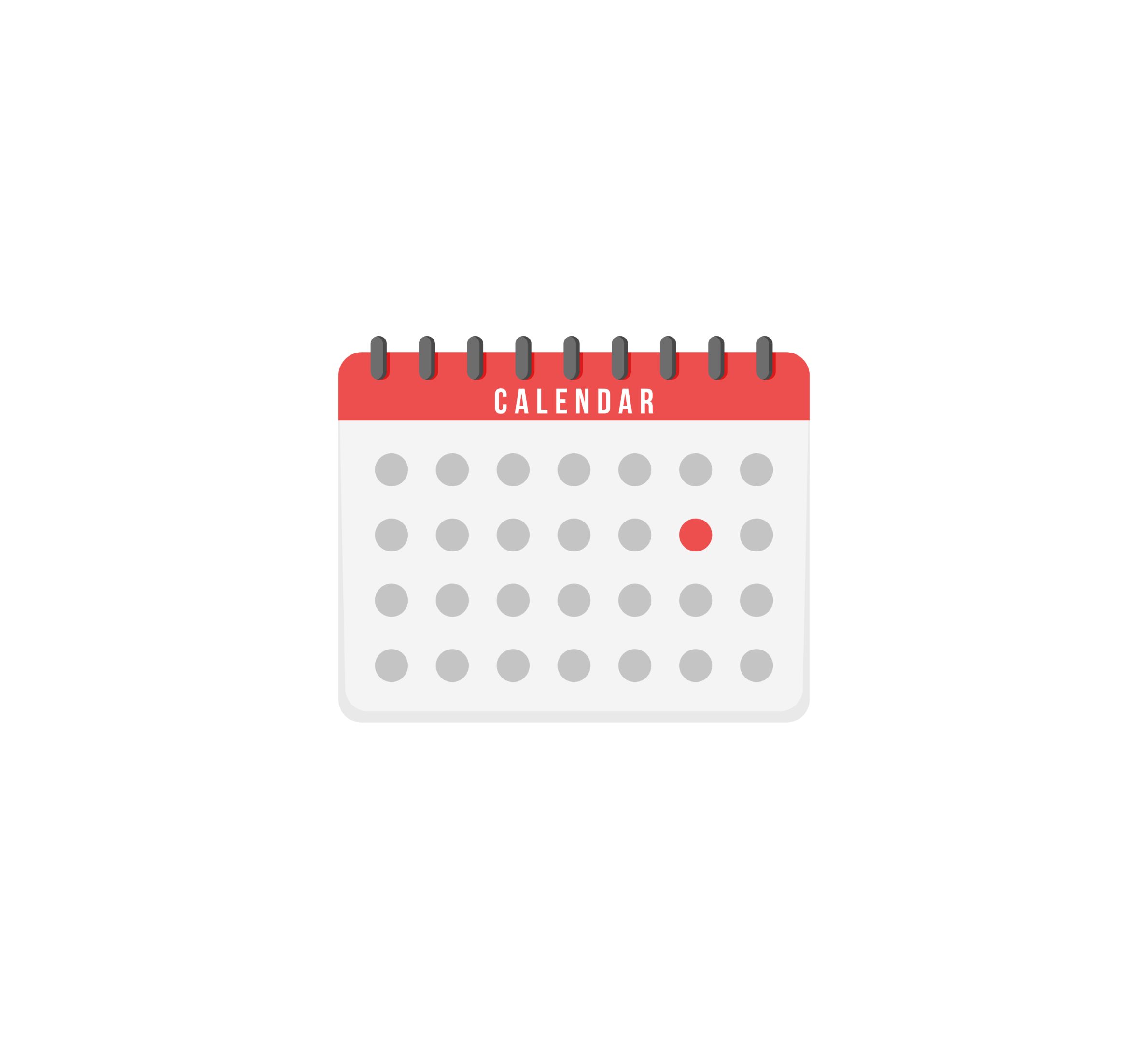 Calendar icon on white background